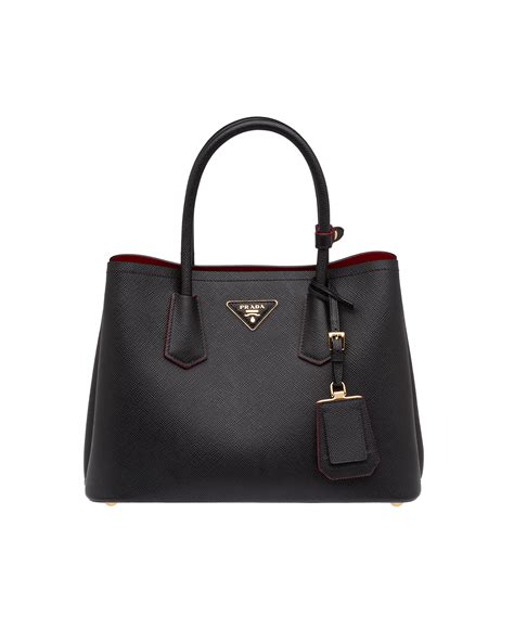 Black/fiery Red Small Saffiano Leather Double Prada Bag 